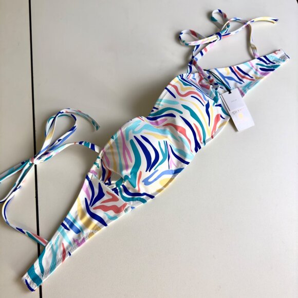 Shade & Shore Multicolor Shoulder Tie Underwire Bralette Bikini Top Size 34B NEW - Picture 9 of 12